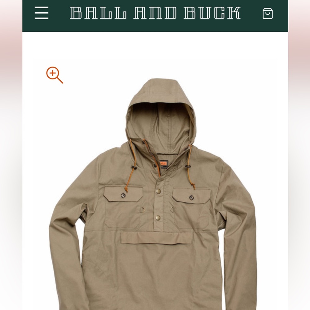 Ball and Buck Men’s Waxed Cotton Anorak - Green Size Medium